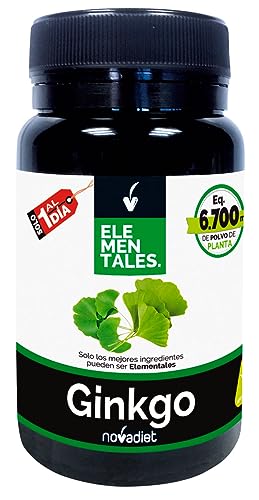 Novadiet - ELEMENTALES GINKGO Cápsulas con Ginkgo Biloba - Complemento Alimenticio - Para la Circulación en Todo el Cuerpo y la Salud Cerebral - 30 Cápsulas Vegetales