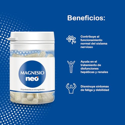 NEO - Magnesio - Complemento Alimenticio en Microgránulos - Reduce fatiga, Mejora concentración - Alivia espasmos y temblores musculares - Sin Gluten
