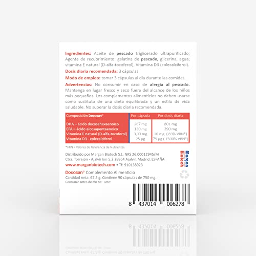 Docosan® Ácidos grasos Omega 3-90 Cápsulas