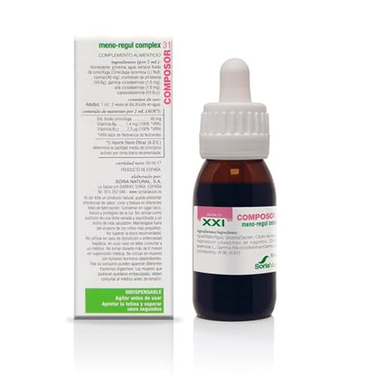 Composor 31 Meno-Regul Complex – Con Extracto de Cimicífuga con Vitaminas B6 y B12 – Ayuda Ante Síntomas Asociados con la Menopausia - Salud Femenina – Mayor Absorción - 50ml