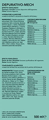 Gianluca Mech - Depurativo Mech, Suplemento Alimenticio Keto de 500 ml, con Acción Detox, Favorece la Funcionalidad Hepática y Digestiva, con Diente de León, Vegano