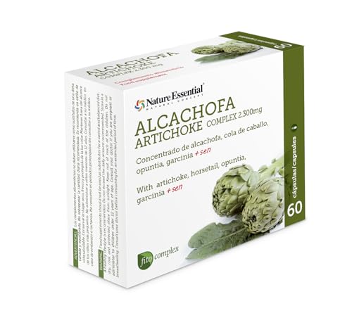 Nature Essential | Alcachofa Complex 2.300 mg | 60 Cápsulas | Con Cola de Caballo, Opuntia, Garcinia y Sen | Ayuda a Mejorar las Molestias Digestivas | Poder Antioxidante