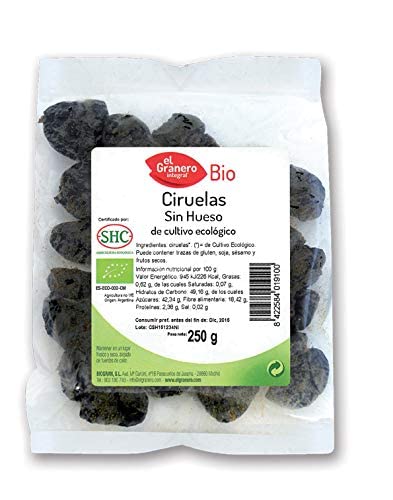 El Granero Integral - Ciruelas sin Hueso BIO - 250 g - Alto Contenido en Nutrientes - Mejoran la Salud Intestinal - Propiedades Energéticas y Calóricas - Aptas para Veganos