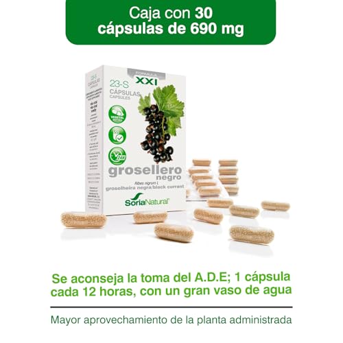 Soria Natural Grosellero Negro Cápsulas - Ayuda a Frenar las Alergias - Propiedades Antihistamínicas y Antiinflamatorias - Caja con 30 Cápsulas de 690 mg