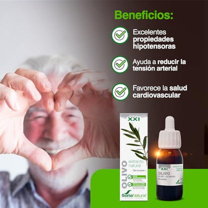 Soria Natural Olivo Extracto – Ayuda a controlar la Tensión – Múltiples Propiedades Hipotensoras – Salud Cardiovascular - 100% Puro - Botella de 50 ml