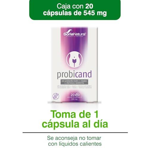 Soria Natural Probicand - Con Inulina, Lactobacillus Reuteri, L Crispatus, L Rhamnosus y Lactoferrina – Ayuda a Mantener el Equilibrio de la Flora y Microbiota Vaginal- Caja con 20 cápsulas de 545 mg