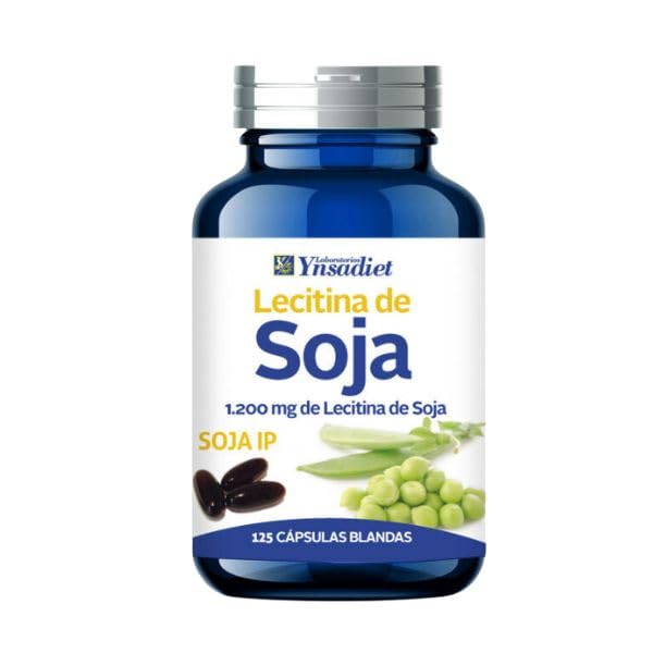 Lecitina de Soja IP 1.200 mg – 125 cápsulas blandas | No transgénica | Con fosfolípidos, colina e inositol | Ynsadiet | Apoya colesterol y memoria