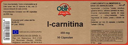 L-Carnitine 450 mg. 90 Cápsulas – Antioxidante.
