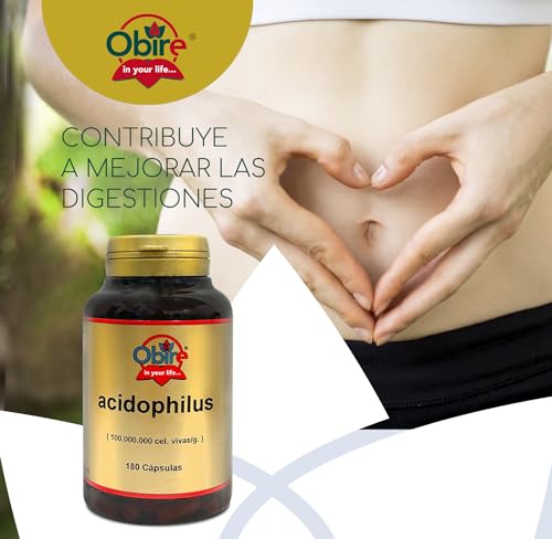 Obire | Acidofilus 400 mg | Lactobacillus Acidophillus 100.000.000 cel vivas/g. | Favorece la Flora Intestinal | Complemento Alimenticio a Base de Probióticos | 90 Cápsulas