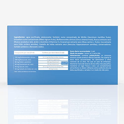 Circudol® (Antes Circudin®) 200 ml de Margan Biotech. Circulación Periférica. MIRTILO | GROSELLERO | BIOFLAVONOIDES CÍTRICOS | RUSCUS | ESCARAMUJO | UVA | CASTAÑO DE INDIAS | VITAMINA C. 20 viales