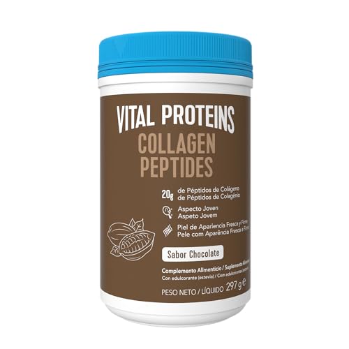 Vital Proteins Péptidos de Colágeno, complemento alimenticio en polvo, colágeno hidrolizado (Tipo I, III), sabor cacao, para la piel, cabello, uñas, sin gluten, 20 g de colágeno por dosis, 297g