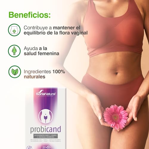 Soria Natural Probicand - Con Inulina, Lactobacillus Reuteri, L Crispatus, L Rhamnosus y Lactoferrina – Ayuda a Mantener el Equilibrio de la Flora y Microbiota Vaginal- Caja con 20 cápsulas de 545 mg