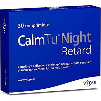 Vitae CalmTu Night Retard 30 comprimidos | Melatonina (1,95mg), Valeriana, Pasiflora, Amapola de California y Melisa | Liberación retardada para el insomnio | Dormir y descansar