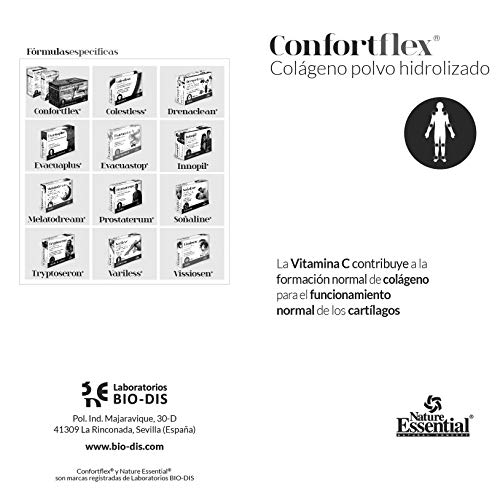 Nature Essential - Colágeno en Polvo Hidrolizado - 390 g - Cúrcuma y L-carnitina - Contribuye a las Articulaciones y Huesos - Confortflex