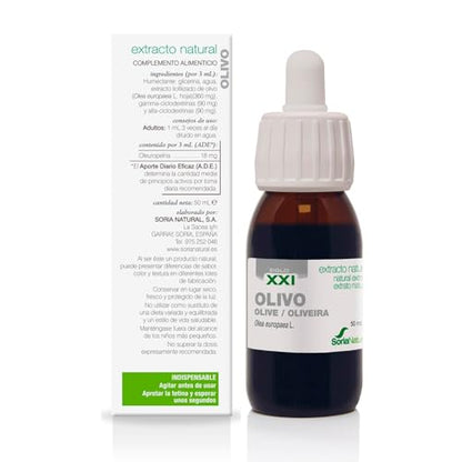 Soria Natural Olivo Extracto – Ayuda a controlar la Tensión – Múltiples Propiedades Hipotensoras – Salud Cardiovascular - 100% Puro - Botella de 50 ml