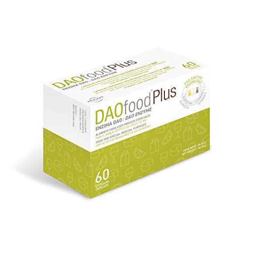 DAOfood Plus- Manejo del Déficit De DAO - Intolerancia a la histamina - Enzima DAO, Quercetina y Vitamina C - 60 Cápsulas Con Comprimidos Gastrorresistentes
