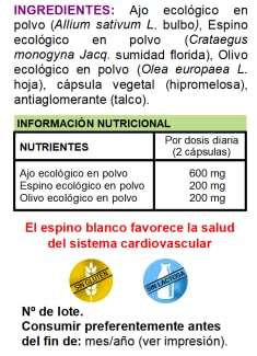 Robis Ajo Espino Olivo Bio Complemento Alimenticio Ecológico - 60 Cápsulas
