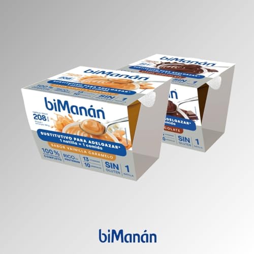 biManán - Natillas de Chocolate, Crema Sustitutiva de Comidas para Adelgazar, Bajas en Calorías, Ayudan a Perder y Controlar el Peso