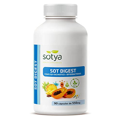 Sotya Sot Digest - Complejo enzimático + bifidobacterias, 90 cápsulas de 550 mg