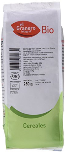 El Granero Integral - Copos de Teff Integral BIO - 250 g - Alto Contenido en Nutrientes Esenciales - Ayuda a la Pérdida de Peso y la Mejora de la Digestión - Bajo Índice Glucémico - Aptos para Veganos