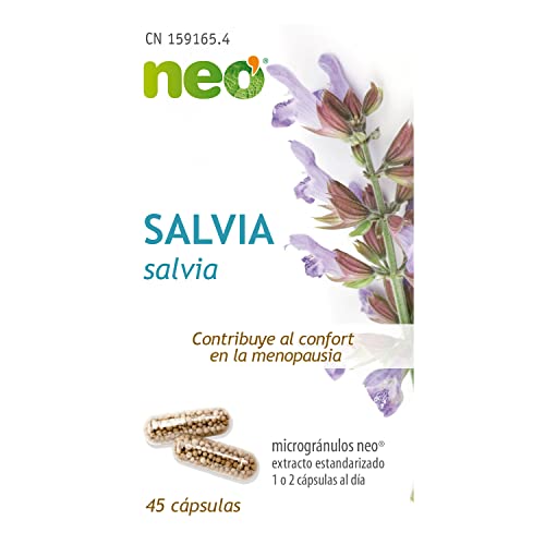 NEO | Extracto Seco de Hojas de Salvia | 45 Cápsulas | 200 mg | Ayuda a Mejorar los Síntomas de la Menopausia | Suplemento Alimenticio Natural con Ácido Rosmarínico