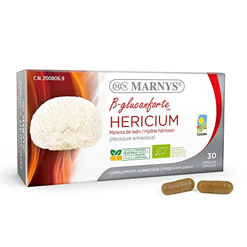 Hericium BIO MARNYS - Melena de León cápsulas Con elevada concentración - Bienestar Mental, Gástrico y de las Defensas - 30 cápsulas vegetales