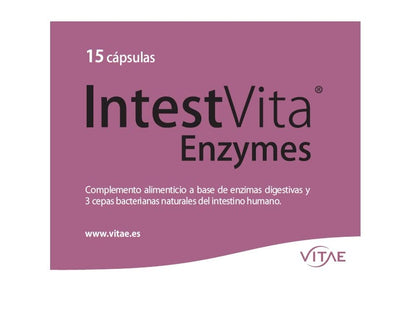 Vitae IntestVita Enzymes 15 cápsulas | Enzimas digestivas y probióticos | Combatir problemas digestivos | Acidez | Malas digestiones | Gases | Cuidado y salud digestiva