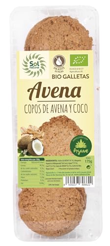 SOLNATURAL Galletas DE Avena Coco Y Agave Bio 175 g, Estándar, Único