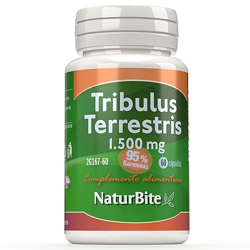 NaturBite - Tribulus Terrestris 1500mg en cada Cápsula. 95% Saponinas 60 Cápsulas Salud Masculina y Cardiovascular. Optimiza las funciones masculinas y la energía, ayudando a la recuperación muscular