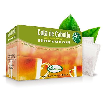 Soria Natural Cola de Caballo Infusión – Ayuda Acción la Depurativa y Remineralizante - Infusión de Cola de Caballo (Equisetum arvense) – 100% Natural - Caja con 20 Bolsas Filtro