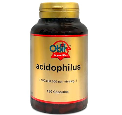 Obire | Acidofilus 400 mg | Lactobacillus Acidophillus 100.000.000 cel vivas/g. | Favorece la Flora Intestinal | Complemento Alimenticio a Base de Probióticos | 90 Cápsulas