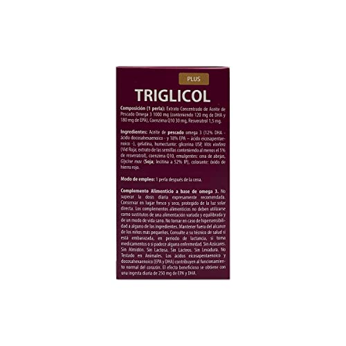 Triglicol Plus - 60 caps - Omega 3, Coenzima Q10 y Resveratrol - DietMed