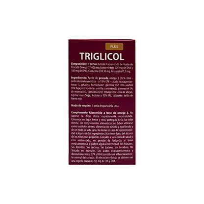 Triglicol Plus - 60 caps - Omega 3, Coenzima Q10 y Resveratrol - DietMed