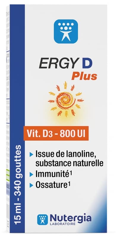 Nutergia ERGY D PLUS, Complemento alimenticio, Vitamina D de origen natural, 15 ml