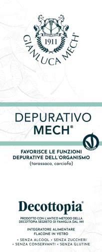 Gianluca Mech - Depurativo Mech, Suplemento Alimenticio Keto de 500 ml, con Acción Detox, Favorece la Funcionalidad Hepática y Digestiva, con Diente de León, Vegano