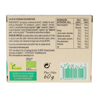 Caldo de Verduras en Cubitos Vegan Bio 66g Biogra