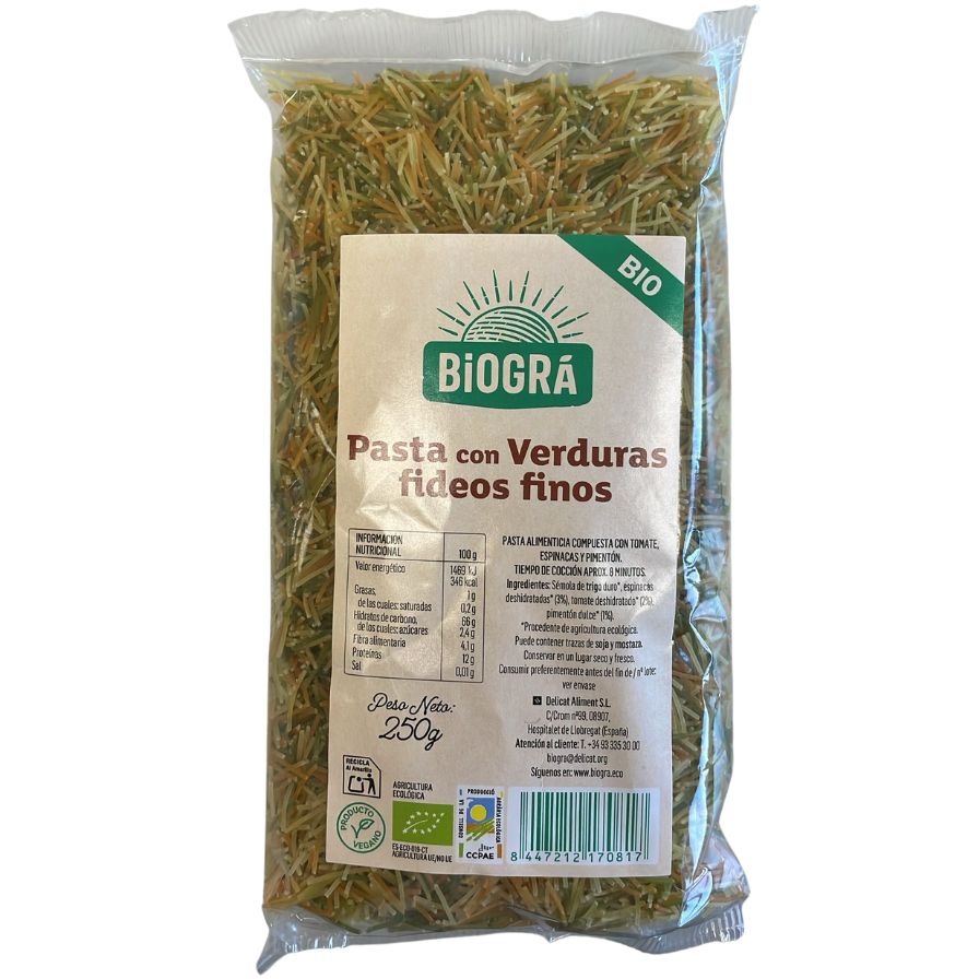 FIDEO FINO CON VERDURAS BIOGRA BIO 250 g