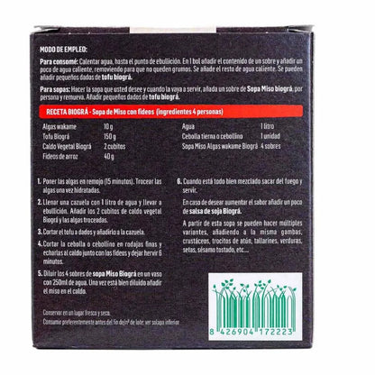 Sopa Miso Rojo con Algas Wakame Bio Vegan 4 Sobres Biogra