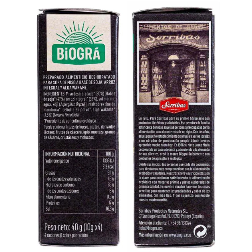 Sopa Miso Rojo con Algas Wakame Bio Vegan 4 Sobres Biogra