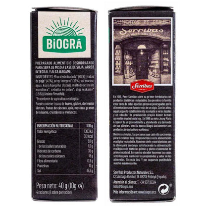 Sopa Miso Rojo con Algas Wakame Bio Vegan 4 Sobres Biogra