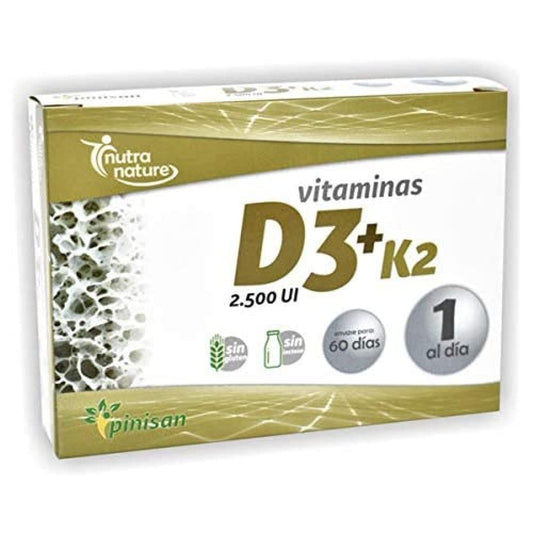 PINISAN Vitamina D3+K2 60cap, Negro, Estándar