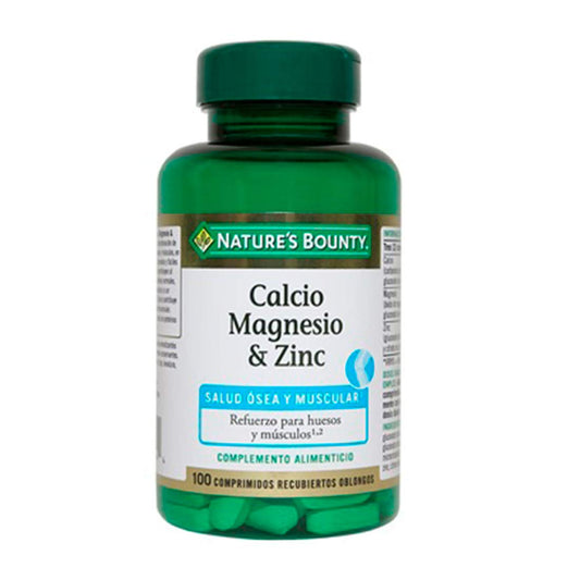 Nature's Bounty | Calcio, Magnesio y Zinc | Fortalece Huesos y Músculos | 100 Comprimidos