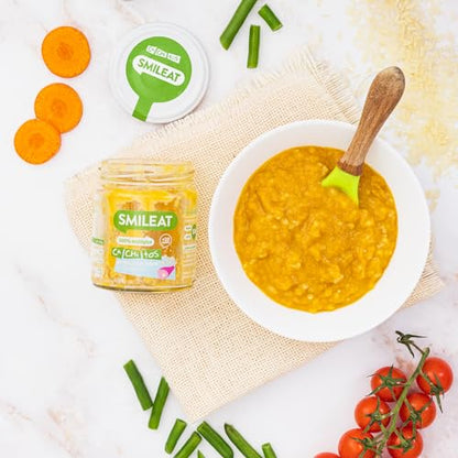 Smileat - Tarrito Ecológico con Verduras, Ingredientes Naturales, para Bebés desde 6 Meses, Sano y Saludable, sin Gluten, Sabor a Pavo y Verduras - Tarro de 230 g