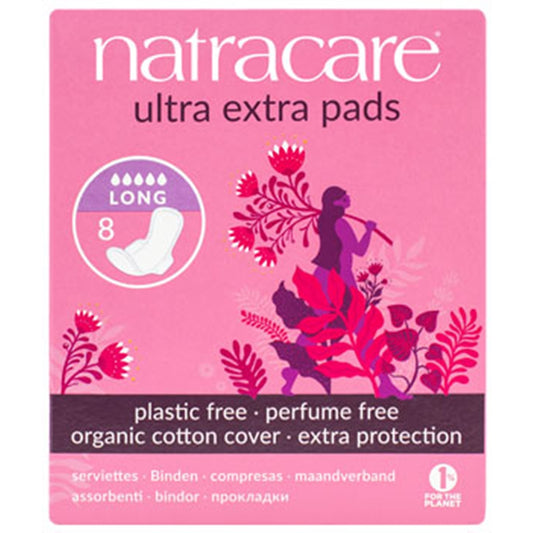 Compresa Ultra Extra Larga Alas Plegada Vegan 8 Natracare