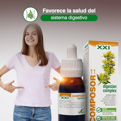 Soria Natural Composor 11 Digeslan Complex – Con Genciana, Manzanilla Amarga, Hinojo, Romero, Melisa, Bromelaína y Menta – Ayuda a las Digestiones - Enzimas con Propiedades Tónico Digestivas - 50ml