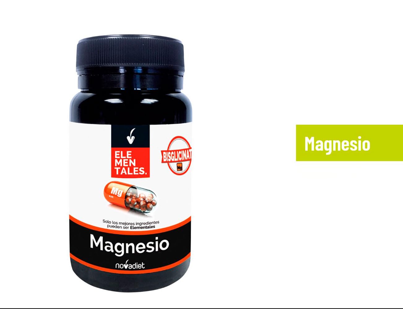 Novadiet - ELEMENTALES MAGNESIO Comprimidos con Bisglicinato de Magnesio - Complemento Alimenticio - Ayuda a Fortalecer Huesos y Músculos - Envase con 90 Comprimidos