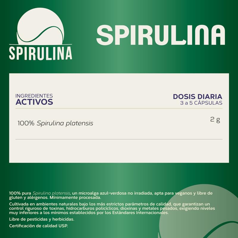 1000 Comprimidos de Spirulina | Rico en Proteínas y Energía | 100% Pura Alga Spirulina Platensis | Vegano, Sin Gluten | TONGIL