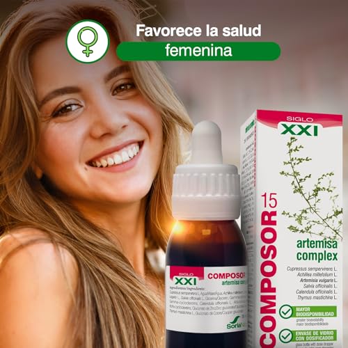 Soria Natural Composor 15 Artemisa Complex – Con Extractos de Ciprés, Milenrama, Artemisa, Salvia, Caléndula, Tomillo, Zinc y Cobre – Ciclo Menstrual - Alteraciones Menstruales - Salud Femenina - 50ml