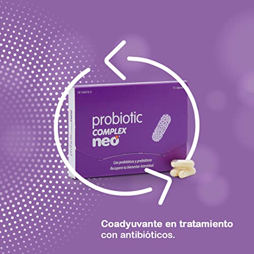 NEO | Probiotic Complex | 15 Cápsulas | Con Microgránulos a Base de Probióticos y Prebióticos | Mejora las Funciones Digestivas | Ayuda al Bienestar Intestinal