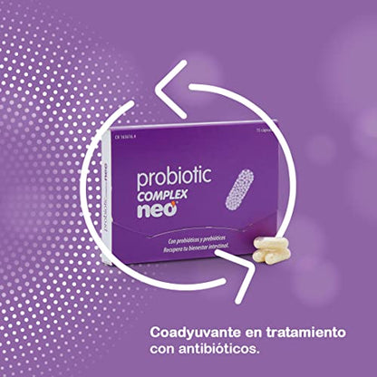NEO | Probiotic Complex | 15 Cápsulas | Con Microgránulos a Base de Probióticos y Prebióticos | Mejora las Funciones Digestivas | Ayuda al Bienestar Intestinal